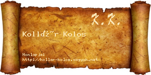 Kollár Kolos névjegykártya